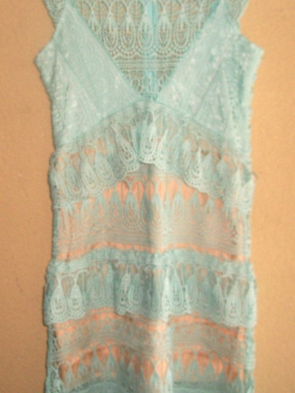 NWOT Unworn Self-Portrait Mint-Green Tiered-Lace Knee-Length Dress